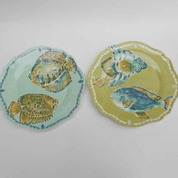 Other - 2  Melamine Scalloped Fish Salad Plates EUC